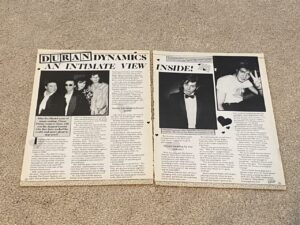 Duran Duran teen magazine pinup clipping Wow pix Intimate view inside 2 page