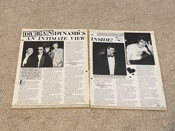 Duran Duran teen magazine pinup clipping Wow pix Intimate view inside 2 page
