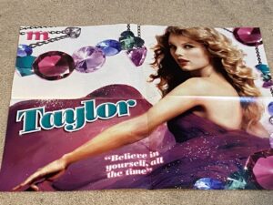 Taylor Swift Justin Bieber teen magazine poster clipping vintage purple dress