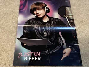 Justin Bieber teen magazine poster clipping vintage studio headphones Bravo pix