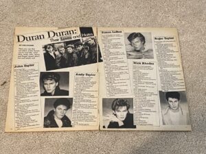 Duran Duran teen magazine pinup clipping Wow pix loves and hates 2 page