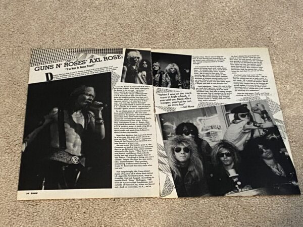 Guns N' Roses Axl Rose teen magazine poster clipping vintage Not a rock star