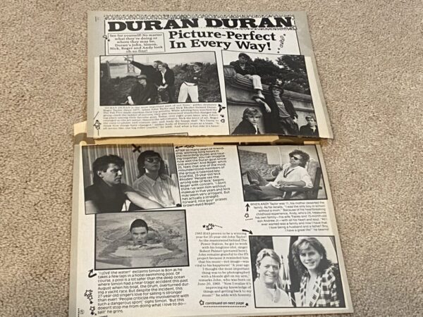 Duran Duran teen magazine pinup clipping Wow pix Pictire Perfect 2 page