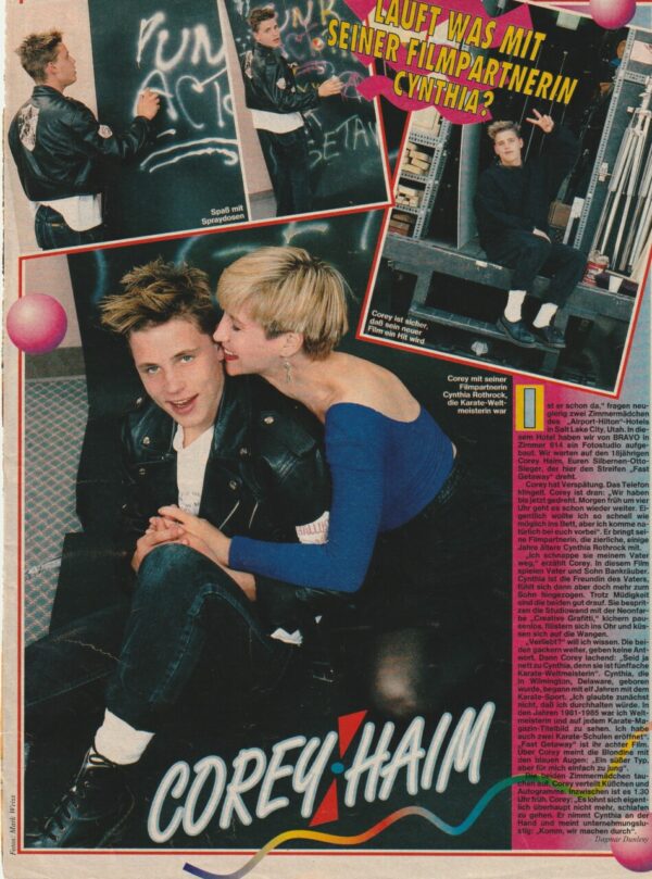 Corey Haim teen magazine pinup clipping modeling leather jacket Bravo picture