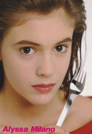 Alyssa Milano Michael J Fox teen magazine pinup clipping vintage Japan fork pic