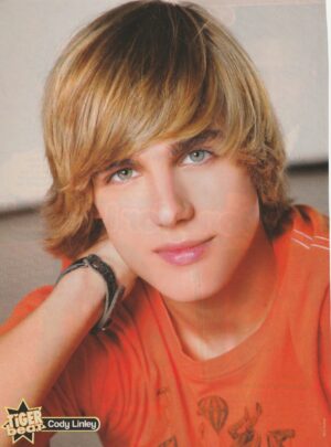 Cody Linley teen magazine pinup clipping Disney star pix orange shirt headshot