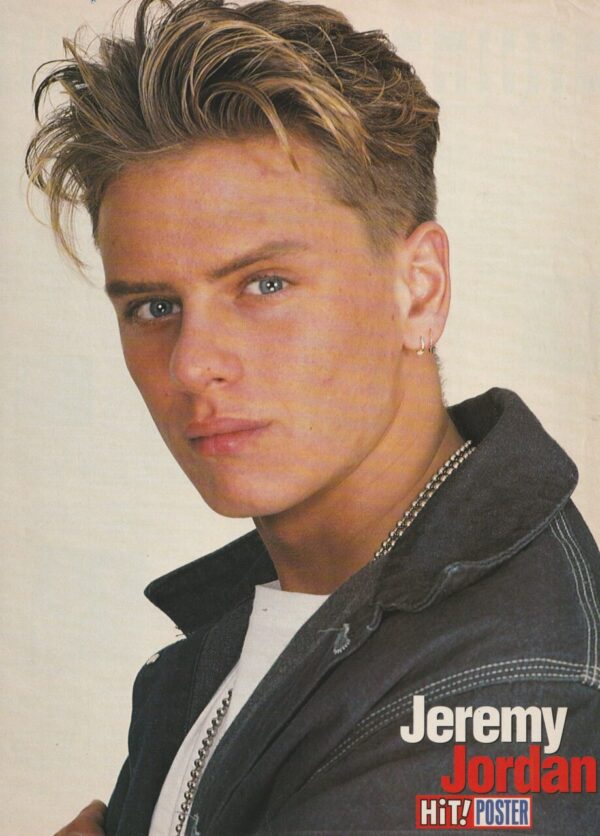 Jeremy Jordan teen magazine pinup clipping jean shirt Hit teen idols 90's music