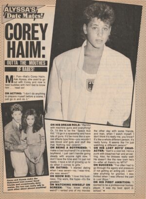 Corey Haim Brian Bloom teen magazine clipping Alyssa Milano date mates