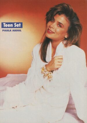 Paula Abdul teen magazine pinup clipping Teen Set white outfit happy pix