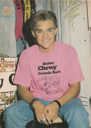 Chad Allen teen magazine pinup clipping Chewy granola bars pink shirt jeans Big Bopper