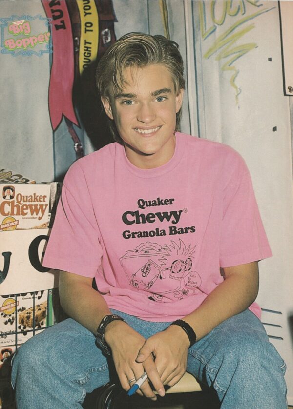 Chad Allen teen magazine pinup clipping Chewy granola bars pink shirt jeans Big Bopper