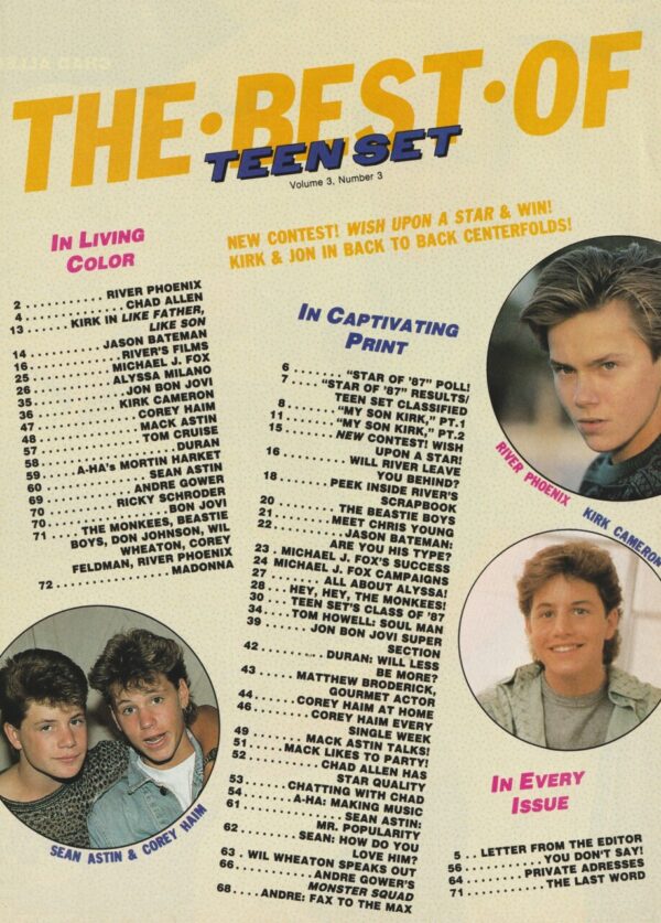 Chad Allen Corey Haim River Phoenix teen magazine pinup clipping rocks blue shirt Teen Set - Image 2