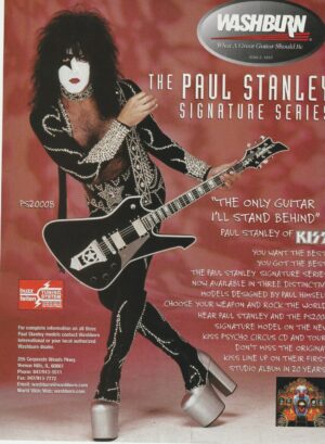 Paul Stanley Kiss teen magazine pinup clipping Washburn add