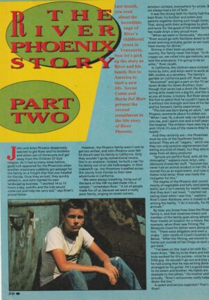 River Phoenix teen magazine pinup clipping River Phoenix story part 2