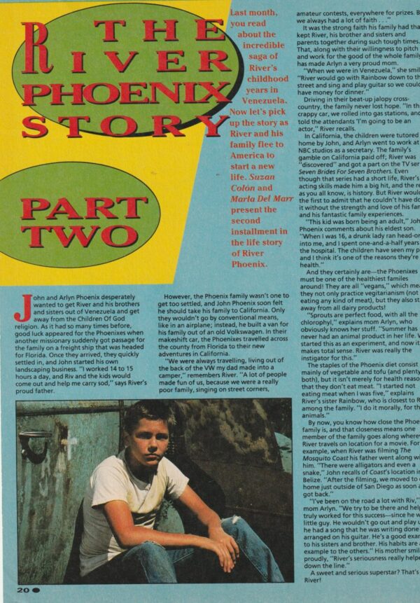 River Phoenix teen magazine pinup clipping River Phoenix story part 2