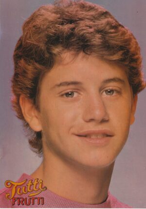 Kirk Cameron teen magazine pinup Tutti Frutti clipping head shot pink shirt hot
