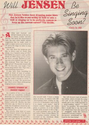 Jensen Ackles teen magazine pinup clipping Singing soon Bop pix