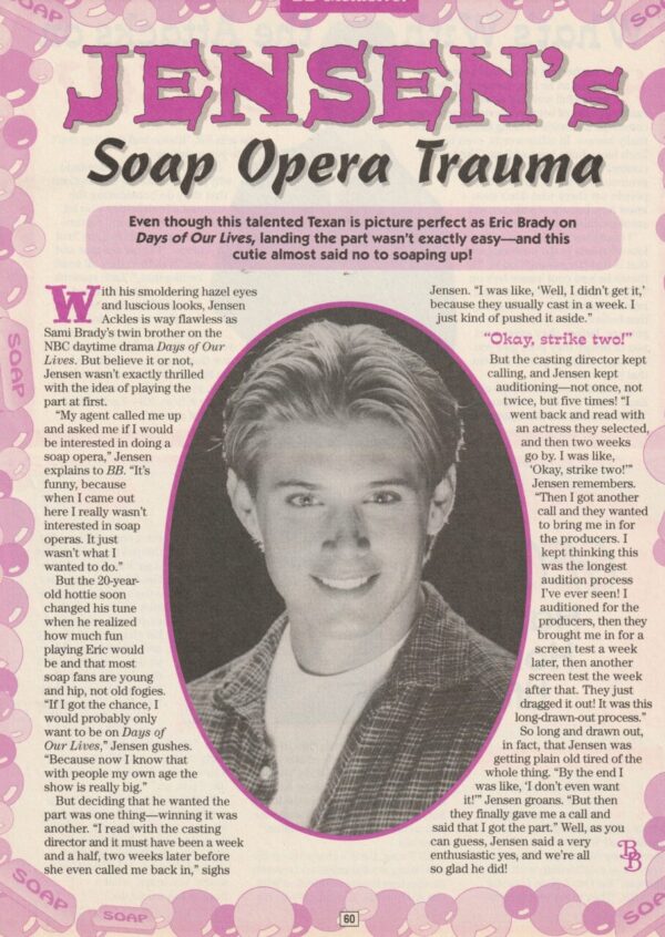 Jensen Ackles Geoff Wigdor Zachery Ty Bryan teen magazine pinup clipping Soap Trauma Bop pix