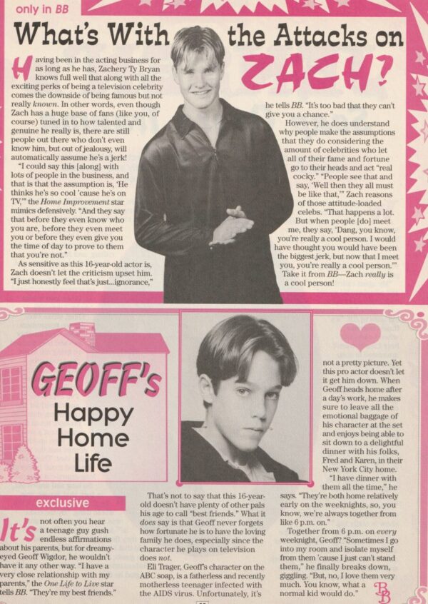 Jensen Ackles Geoff Wigdor Zachery Ty Bryan teen magazine pinup clipping Soap Trauma Bop pix - Image 2