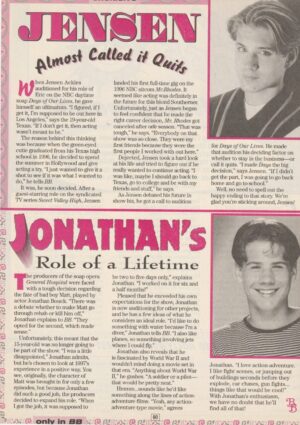Jensen Ackles Jonathan Bouck teen magazine pinup clipping Almost called it quits Bop pix