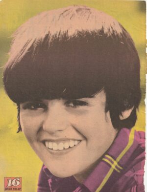 Donny Osmond teen magazine pinup headshot young boy 16 color Osmonds