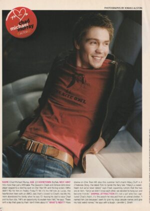 Chad Michael Murray teen magazine pinup bed red shirt jeans Teen People