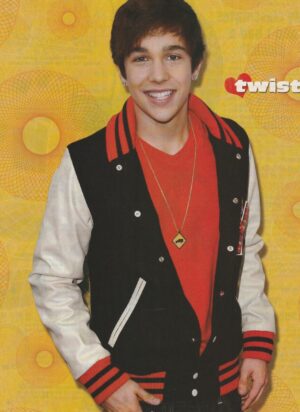 Austin Mahone teen magazine pinup headshot Twist pix black jacket
