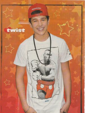 Austin Mahone teen magazine pinup headshot Twist pix wresting shirt