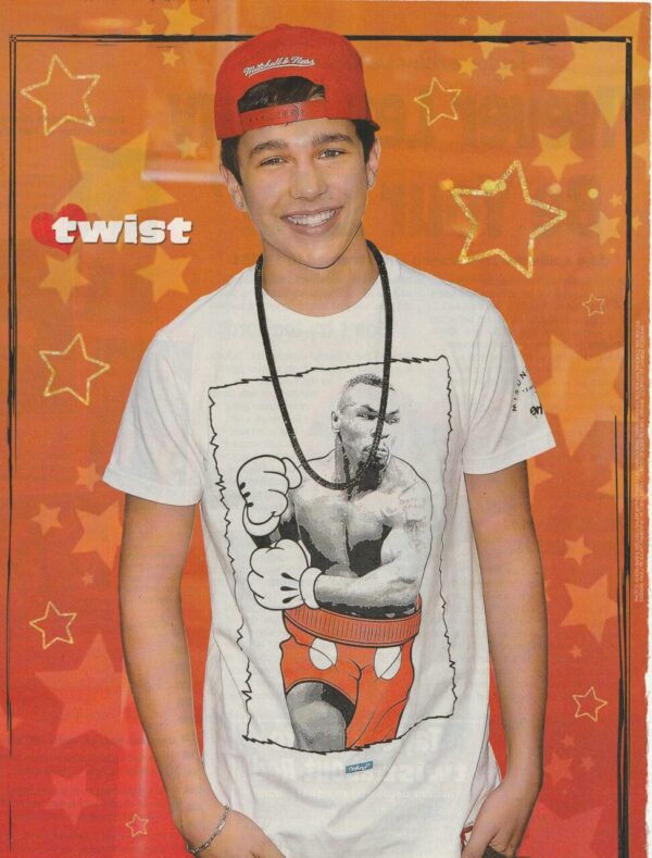 Austin Mahone teen magazine pinup headshot Twist pix wresting shirt