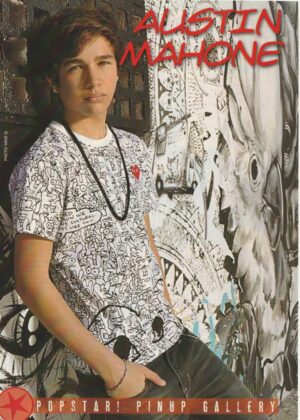 Austin Mahone teen magazine pinup black jeans white wall Pop Star