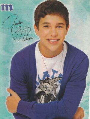 Austin Mahone teen magazine pinup blue shirt crossed arms M