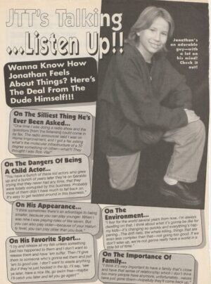 Jonathan Taylor Thomas teen magazine clipping JTT Talking listenup Superteen rare 90's hunk