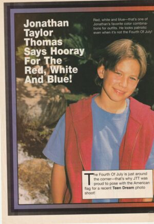 Jonathan Taylor Thomas teen magazine pinup clipping age 12 river Teen Dream rare pix