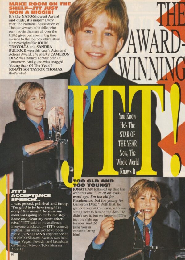 Jonathan Taylor Thomas teen magazine clipping autograph reprint Mann's Chinese Theater 90's - Image 2
