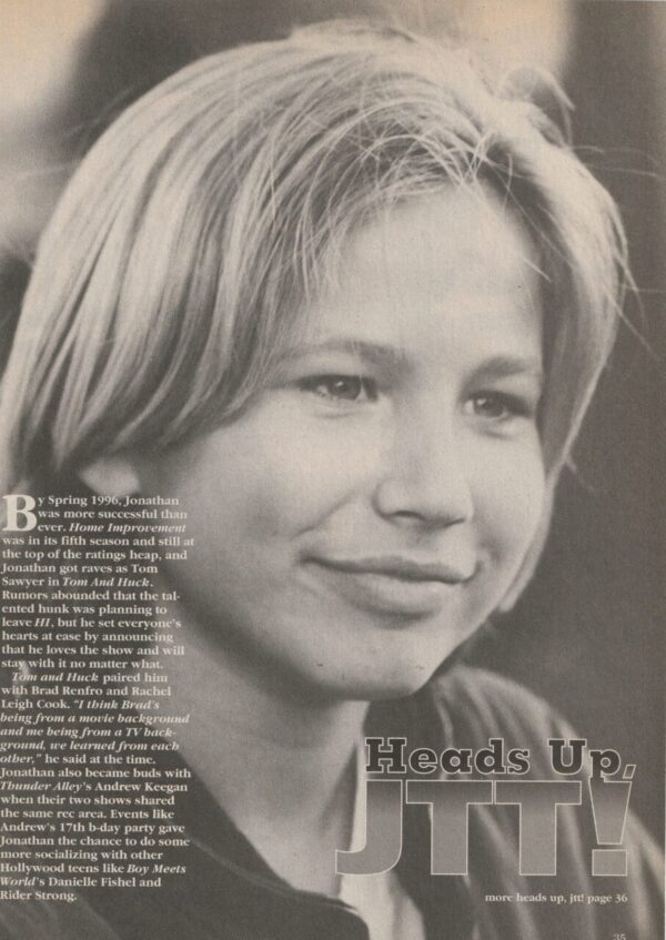 Jonathan Taylor Thomas teen magazine pinup clipping 2 sided headshot Superteen smile baby 90's pix