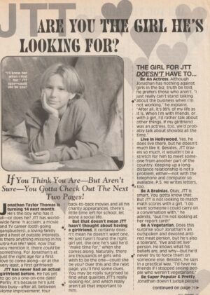 Jonathan Taylor Thomas teen magazine clipping are you the girl he's looking for All-Stars pix