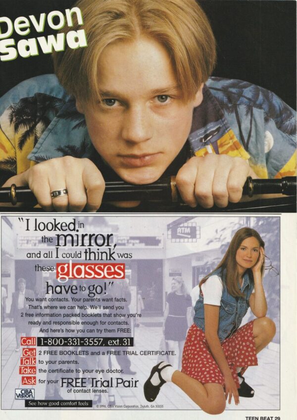 Jonathan Taylor Thomas Devon Sawa teen magazine pinup slik hair Teen Beat - Image 2