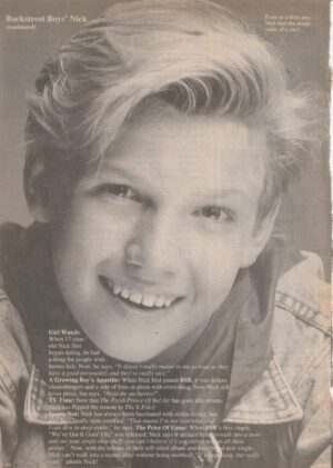 Nick Carter Backstreet Boys teen magazine pinup headshot age 17 black and white Superteen