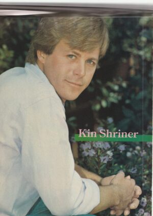 Kin Shriner Kiss teen magazine pinup clipping squatting blue flowers pix