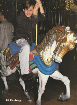 Edward Furlong teen magazine pinup clipping Merry Go Round horse rare 90's