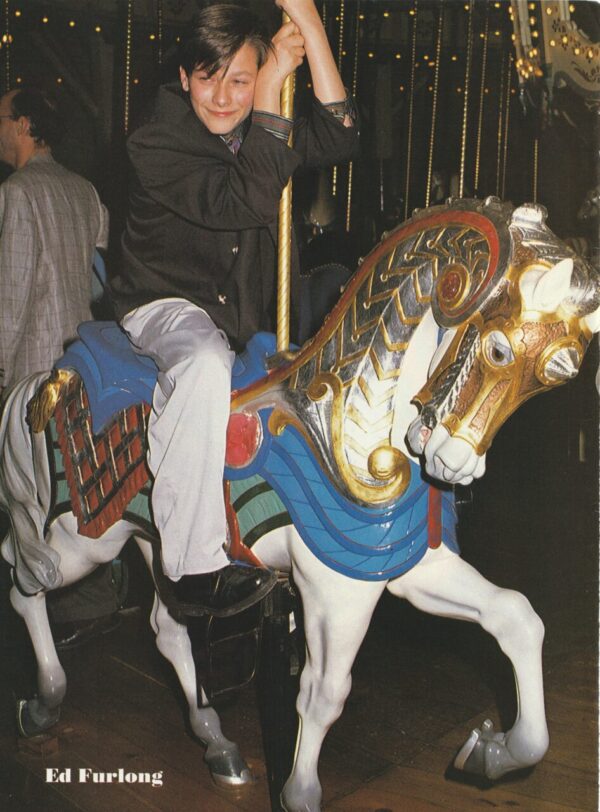 Edward Furlong teen magazine pinup clipping Merry Go Round horse rare 90's