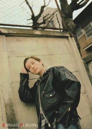 Edward Furlong teen magazine pinup leather jacket tired double sided