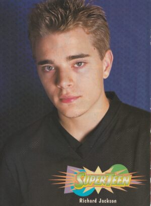 Richard Jackson teen magazine pinup Saved by the Bell New Class Superteen black shirt