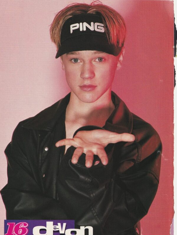 Devon Sawa teen magazine pinup clipping leather jacket Casper hands ping hat sexy pose