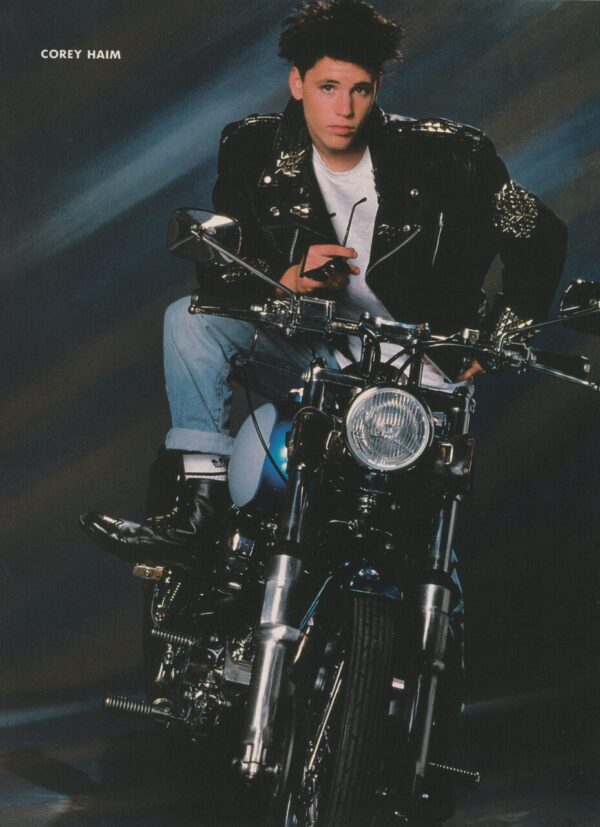 Corey Haim Madonna teen magazine pinup motorcycle Teen Machine pix leather