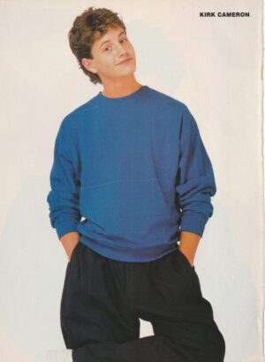 Kirk Cameron teen magazine pinup blue shirt black pants Teen Machine 80's Growing Pains
