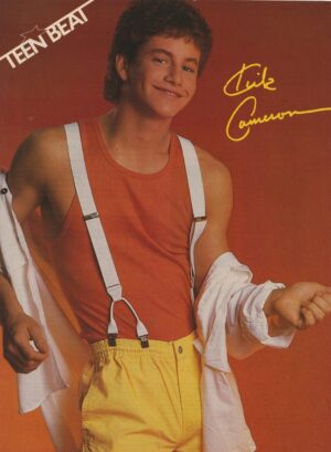 Kirk Cameron teen magazine pinup muscles suspenders yellow pants Teen Beat