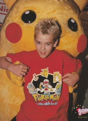 Aaron Carter Five 5 teen magazine pinup beach Pokemon red shirt Bop