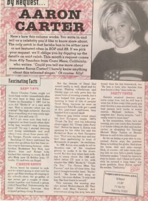 Aaron Carter teen magazine clipping By request Bop young pix