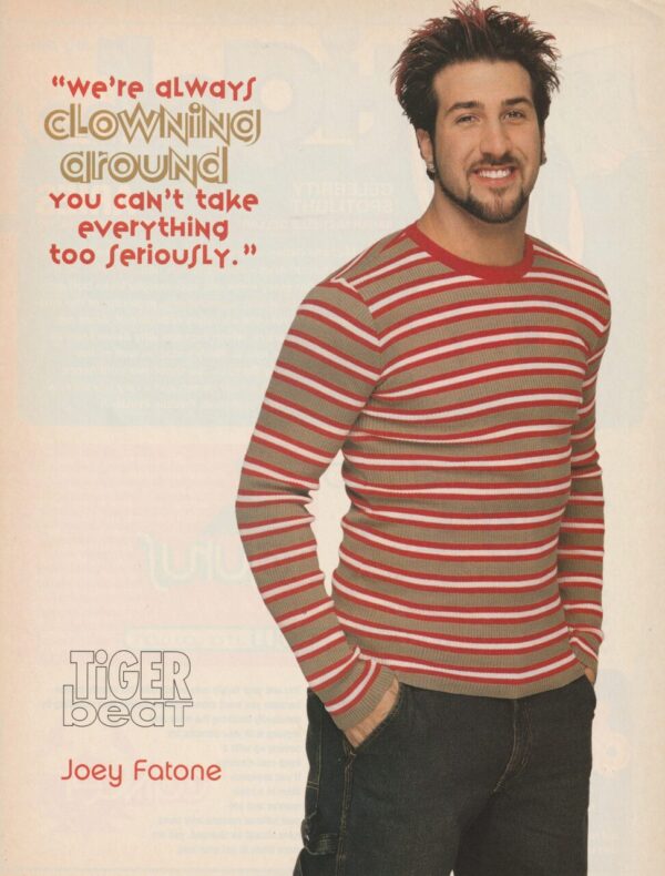 Joey Fatone Nsync teen magazine pinup clipping vintage black jeans picture pix